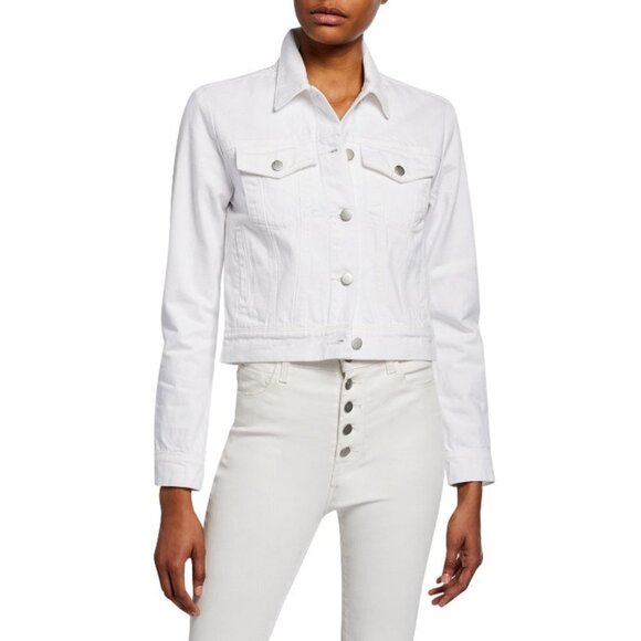 J BRAND Harlow Shrunken Denim Jacket In White Size Small - Picture 5 of 6